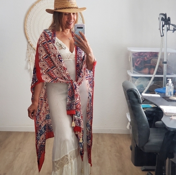 ASOS Bohemian Sequin Tassel Kimono - Picture 3 of 10